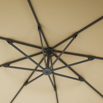 3(m) Garden Cantilever Parasol with Crank Aluminium Frame Khaki