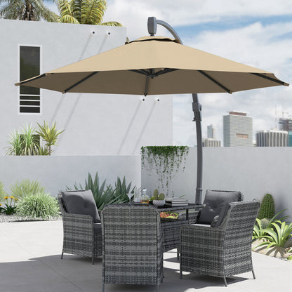 3(m) Garden Cantilever Parasol with Crank Aluminium Frame Khaki
