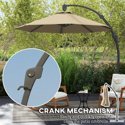 3(m) Garden Cantilever Parasol with Crank Aluminium Frame Khaki