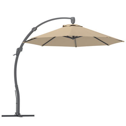 3(m) Garden Cantilever Parasol with Crank Aluminium Frame Khaki