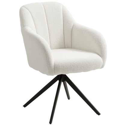 360 Degree Swivel Accent Chair, Teddy Fleece Fabric Armchair, White