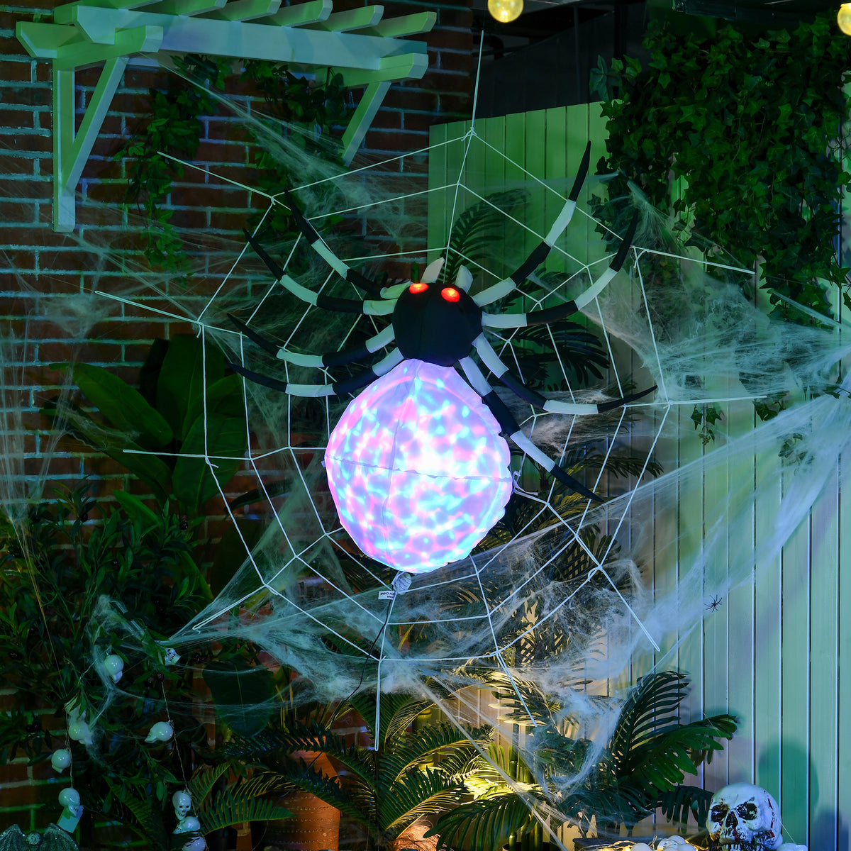 5FT Long Halloween Inflatable Spider Blow-Up Outdoor LED Garden Display