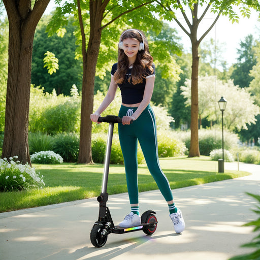 Folding Electric Scooter w/ LED Lights and Display, Black