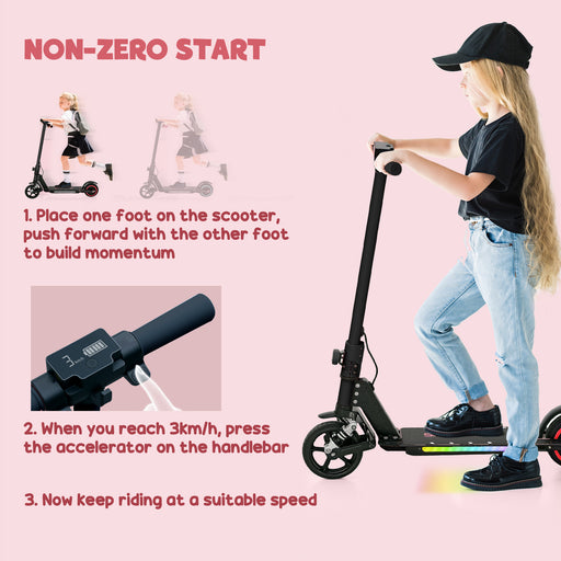 Folding Electric Scooter w/ LED Lights and Display, Black