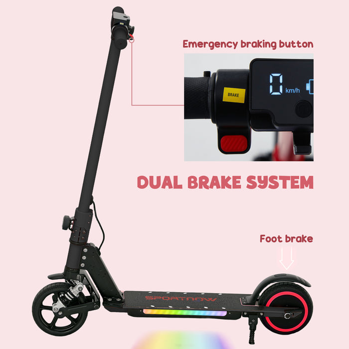 Folding Electric Scooter w/ LED Lights and Display, Black