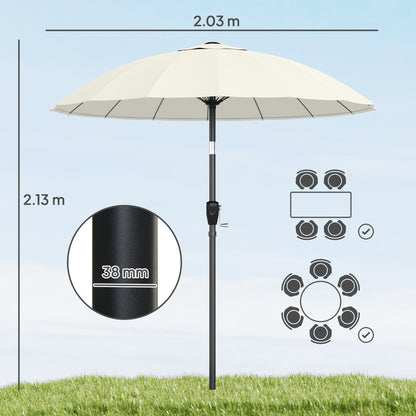 2m Shanghai Garden Parasol Umbrella, Outdoor Sun Shade, Cream White