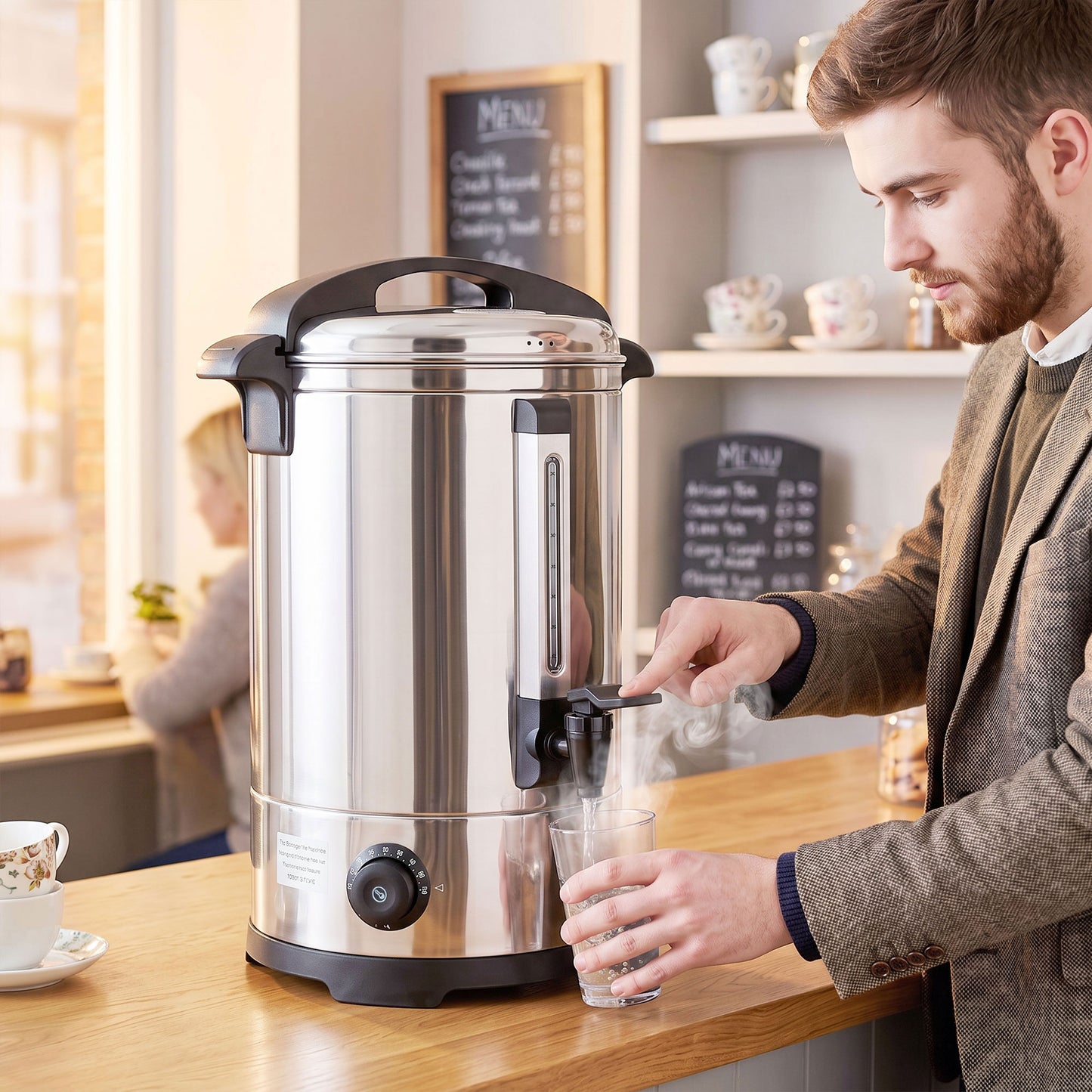 6.5L Catering Urn, 1500W Stainless Steel Tea Urn with Keep Warm