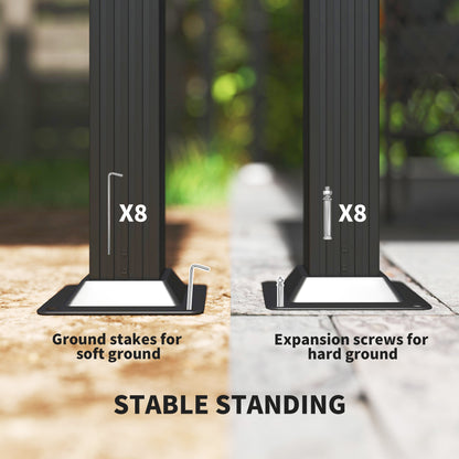 3 x 4m Pergola with Retractable Roof and Aluminium Frame, Khaki