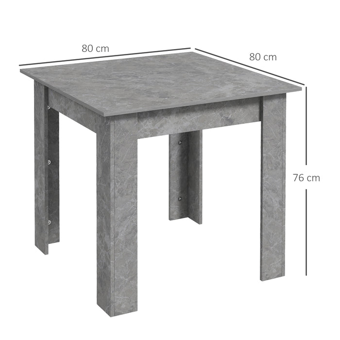 Square Dining Table, Modern Dining Room Table with Faux Cement Effect, Space Saving Small Dining Table