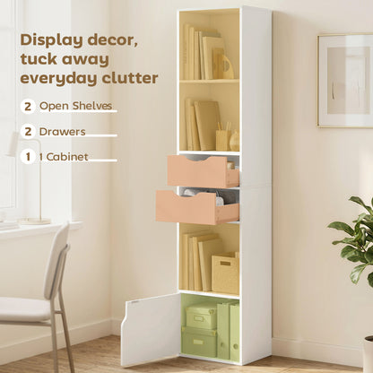 Bookcase with Drawers Adjustable Shelf 158 cm White