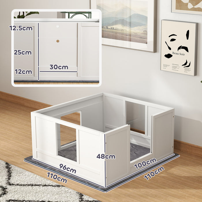 Dog Whelping Box with Whelping Pad, Adjustable Entrance, 100 x 96cm