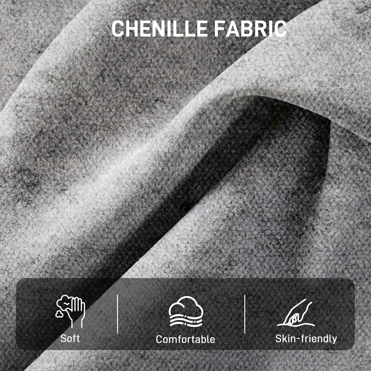 Swivel Accent Chair, Chenille Armchair with Lumbar Pillow, Light Grey