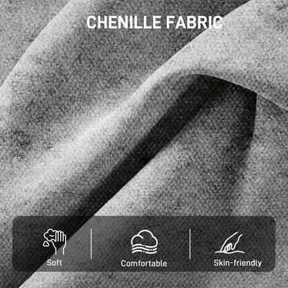 Swivel Accent Chair, Chenille Armchair with Lumbar Pillow, Light Grey