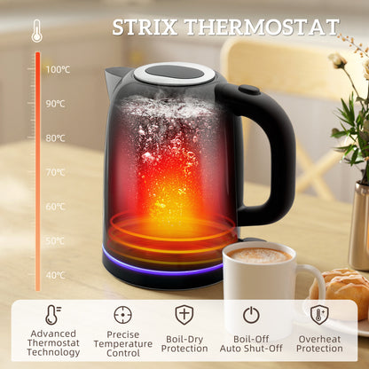 4 Slice Wide Slot Toaster and 1.7L Rapid Boil Kettle Set, Black