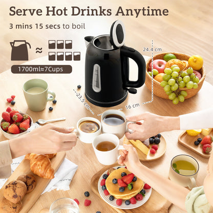 4 Slice Wide Slot Toaster and 1.7L Rapid Boil Kettle Set, Black