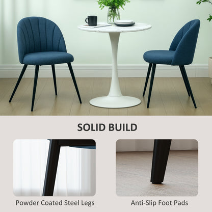 Set of 2 Dining Chairs with Shell Backrest and Padded Seat Blue