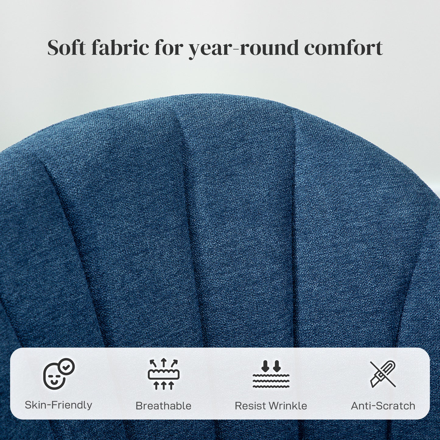 Set of 2 Dining Chairs with Shell Backrest and Padded Seat Blue