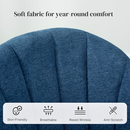 Set of 2 Dining Chairs with Shell Backrest and Padded Seat Blue