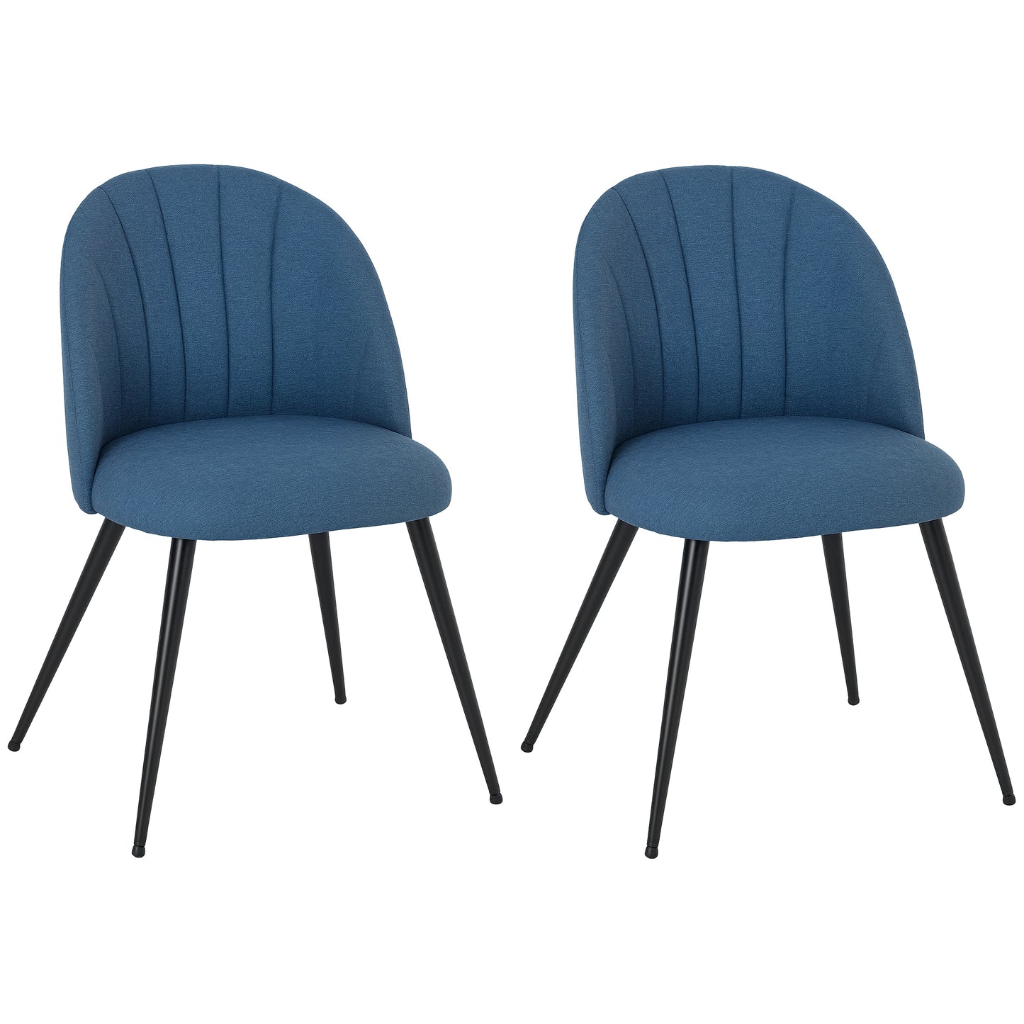 Set of 2 Dining Chairs with Shell Backrest and Padded Seat Blue