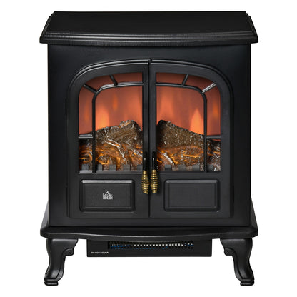 Free standing Electric Fireplace Stove W/ LED Fire Flame Effect Black