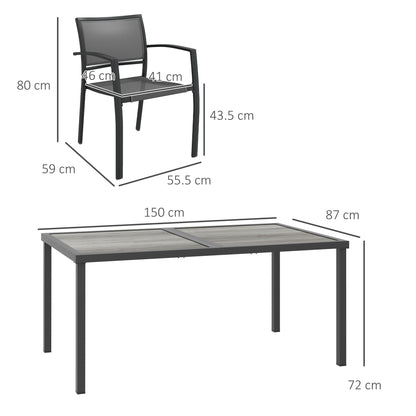 5 Pieces Patio Dining Set with 4 Stackable Chairs