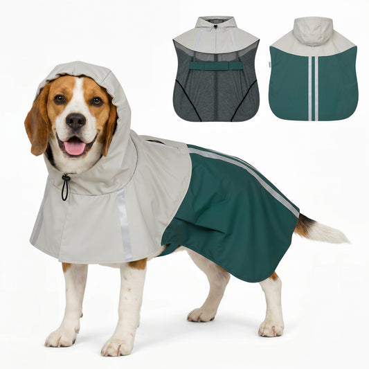 Dog Raincoat with Hood, Dog Rain Jacket, for Medium Dogs, M