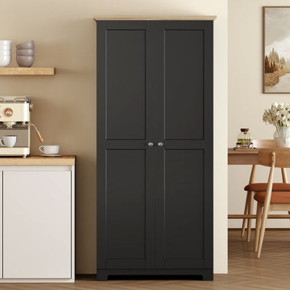 172cm Wooden Storage Cabinet Cupboard With 4 Shelves Black
