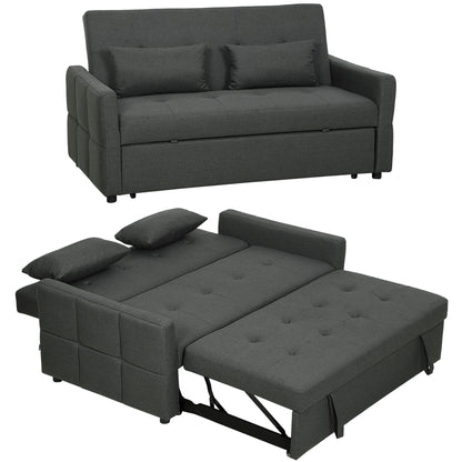 2 Seater Sofa Bed, Convertible Pull Out Bed Settee, Charcoal Grey