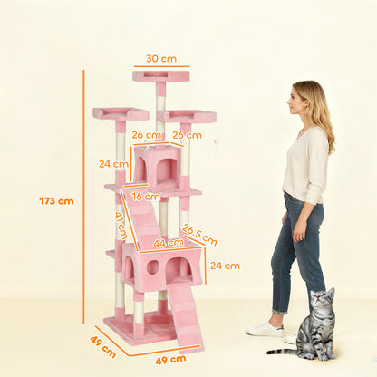 173cm Cat Tower Scratching Post Activity Centre for Indoor Pink