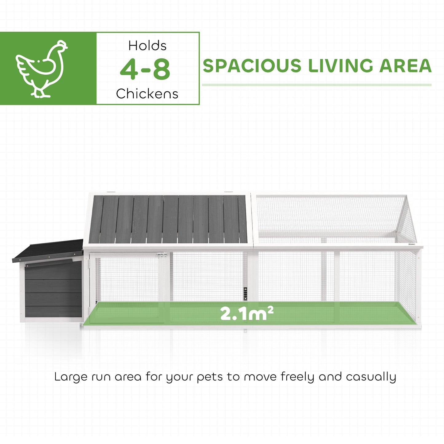 Wooden Chicken Run with Nesting Box, Openable Roof, for 4-8 Chickens