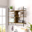 Wall Shelf Unit with 4 Hooks for Living Room Rustic Brown