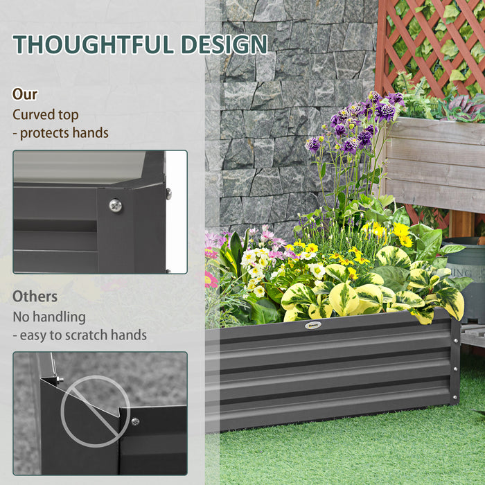 432L Square Raised Garden Bed Box Steel Frame for Vegetables, Flowers and Herbs, 120 x 120 x 30cm, Grey