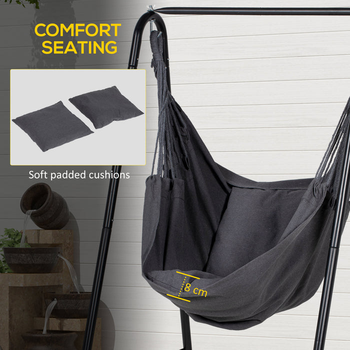 Hammock Chair with Stand, Hammock Swing Chair with Cushion, Grey