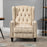 Studded Upholstered Reclining Armchair w/ Retractable Footrest Beige