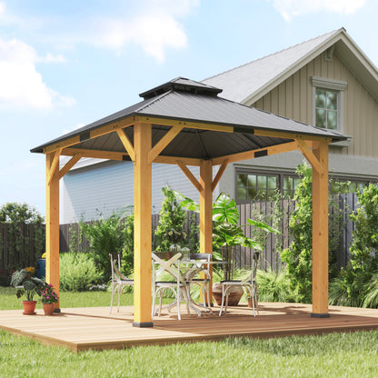 3x(3)M Double-Tier Hardtop Gazebo, Outdoor Patio Shelter, Grey