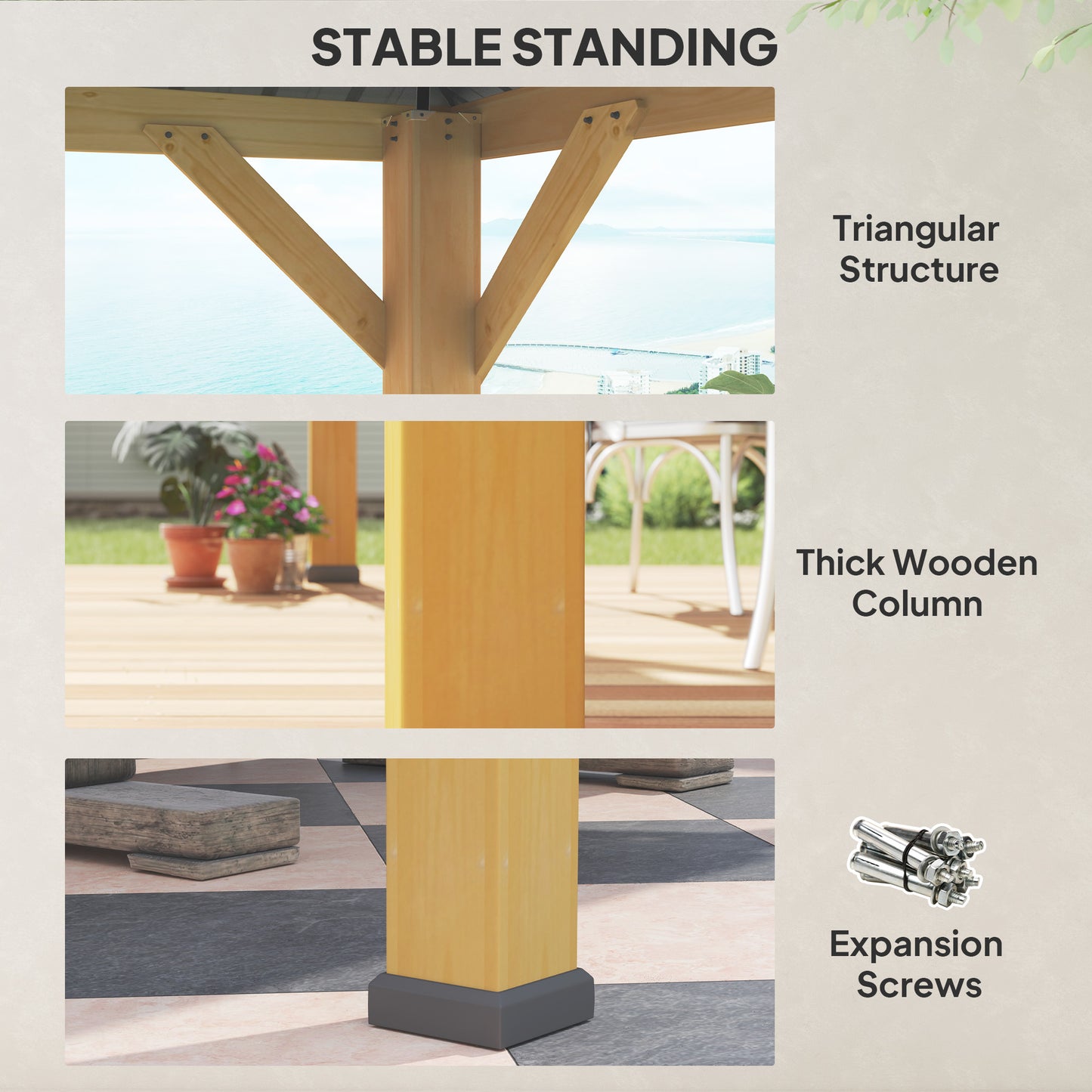 3x(3)M Double-Tier Hardtop Gazebo, Outdoor Patio Shelter, Grey