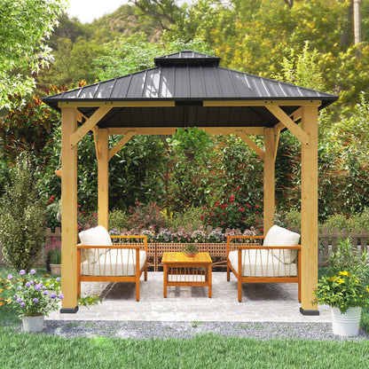 3x(3)M Double-Tier Hardtop Gazebo, Outdoor Patio Shelter, Grey