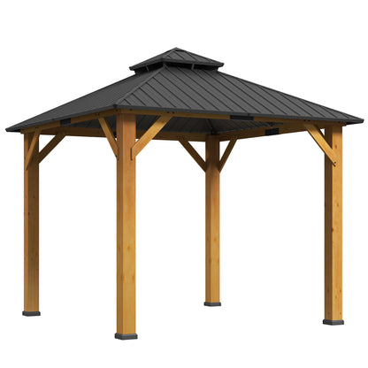 3x(3)M Double-Tier Hardtop Gazebo, Outdoor Patio Shelter, Grey