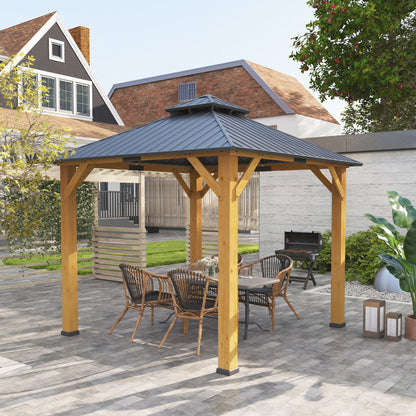 3x(3)M Double-Tier Hardtop Gazebo, Outdoor Patio Shelter, Grey
