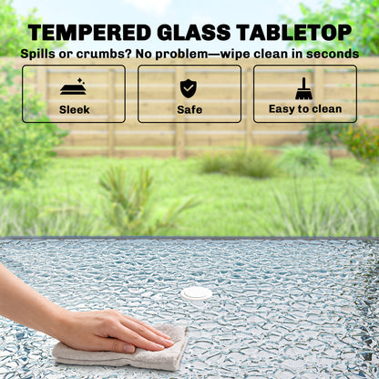 8 Piece Garden Dining Set with 6 Folding Chairs and Umbrella, Grey