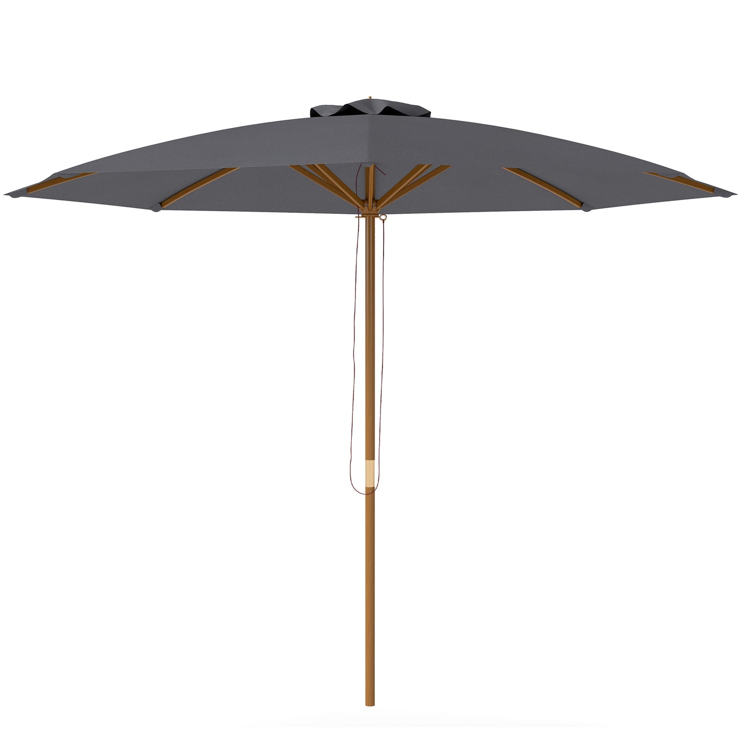 Wooden Garden Parasol with Rope Pulley Mechanism, Dark Grey