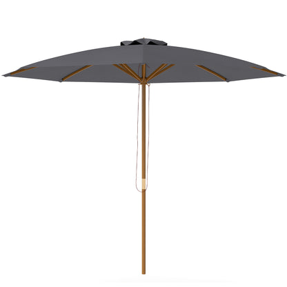 Wooden Garden Parasol with Rope Pulley Mechanism, Dark Grey