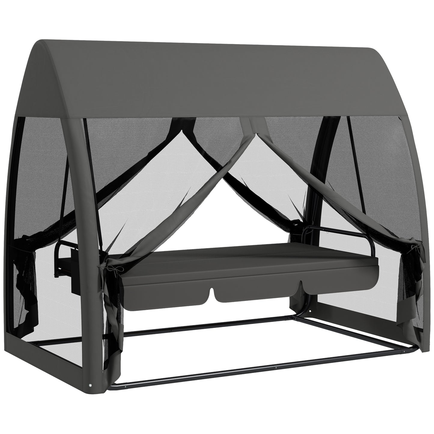 Garden Swing Chair Patio Hammock 3 Seater Bench Canopy Lounger Grey