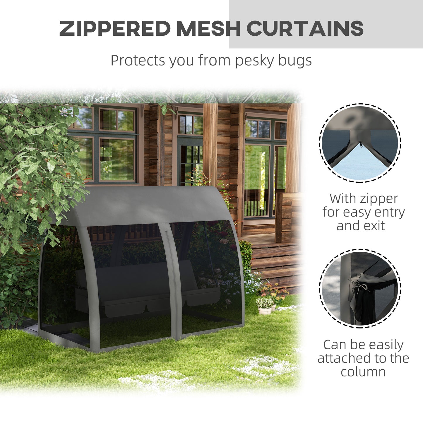 Garden Swing Chair Patio Hammock 3 Seater Bench Canopy Lounger Grey