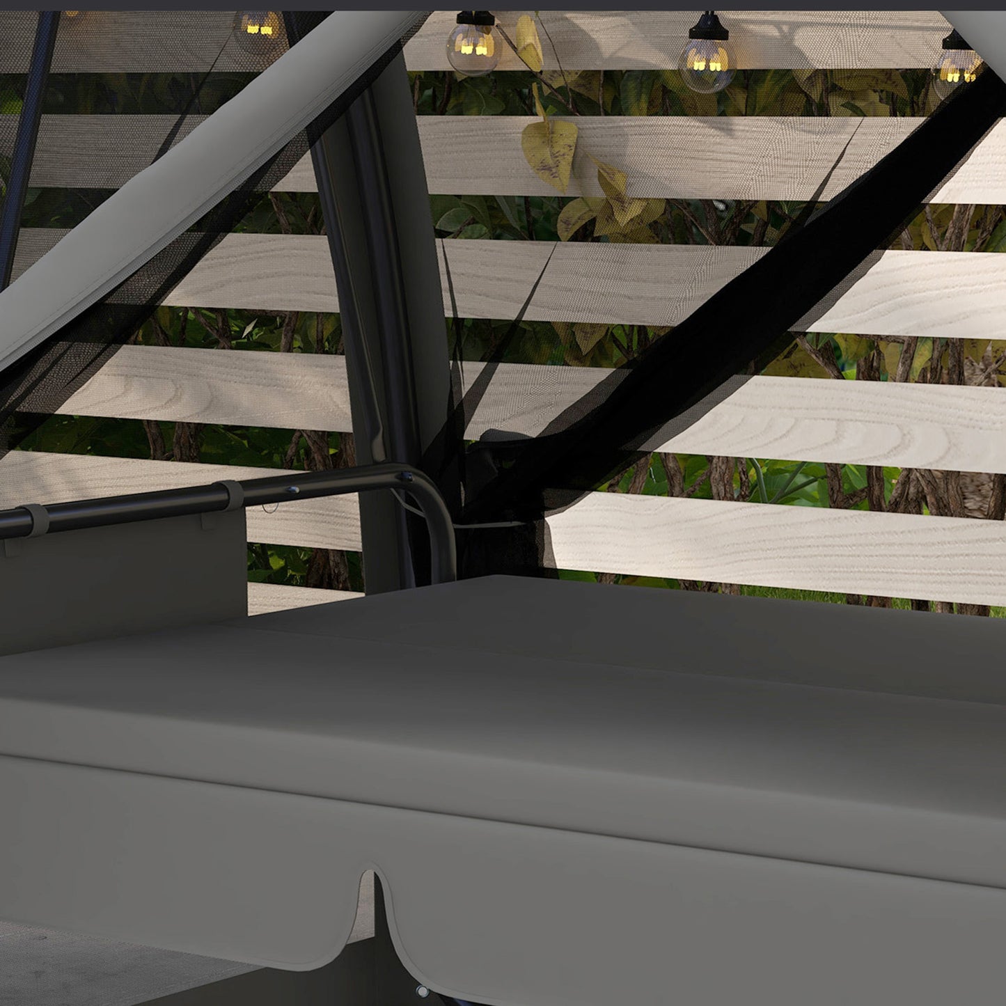 Garden Swing Chair Patio Hammock 3 Seater Bench Canopy Lounger Grey