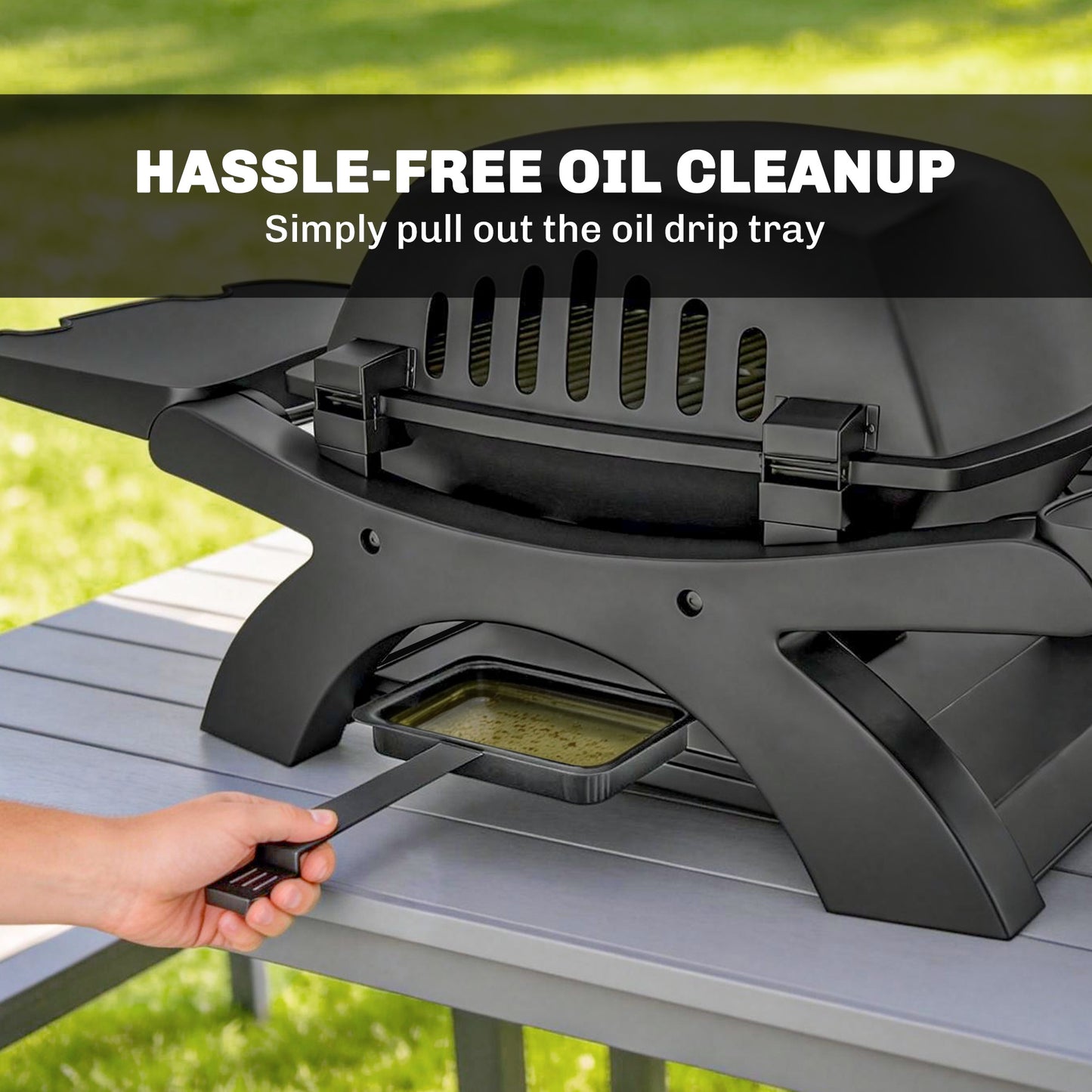 2 Burner Gas Grill, Tabletop BBQ with Cast Iron Grates, Black