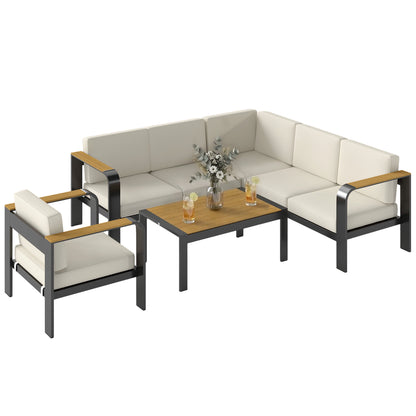 Garden Furniture Set with L-Shaped Sofa, Armchair and Table