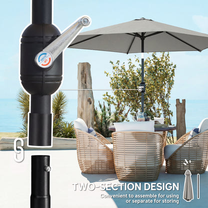 2.6M Garden Parasol Umbrella with Aluminium Pole, Tilt, Crank