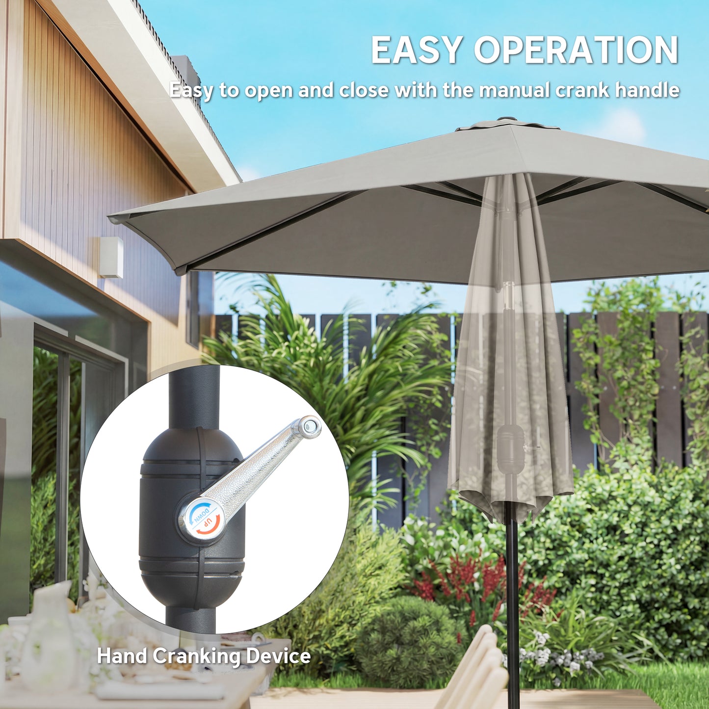 2.6M Garden Parasol Umbrella with Aluminium Pole, Tilt, Crank