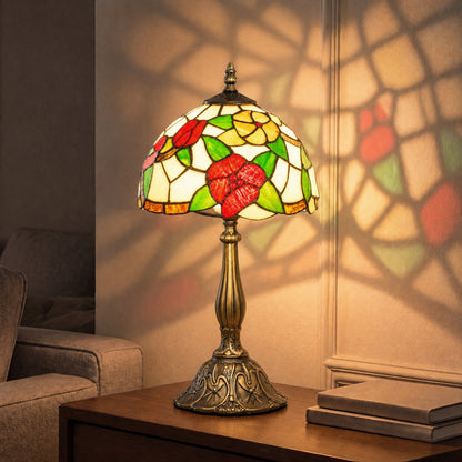 Handcrafted Sunflower Stained Glass Table Lamp (E27 Bulb Not Included) - Red